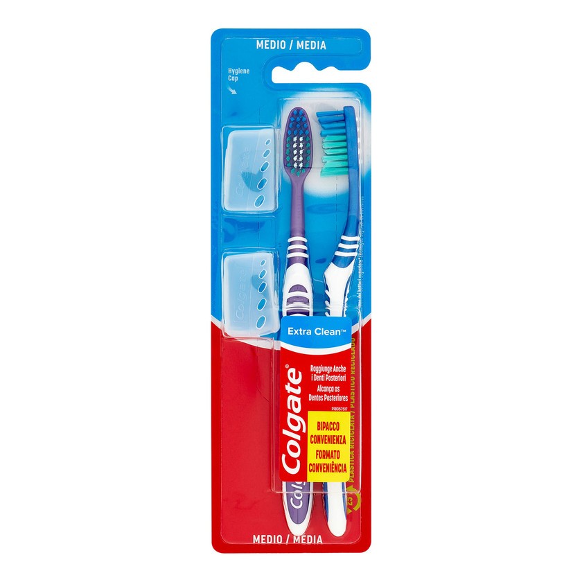 Colgate Extra hammasharja Clean Keskikovat harjakset Una 2 hammasharjan pakkaus