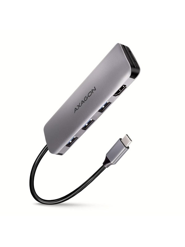 AXAGON SuperSpeed USB-C HUB, jossa HDMI - kortinlukija - 3 USB-A