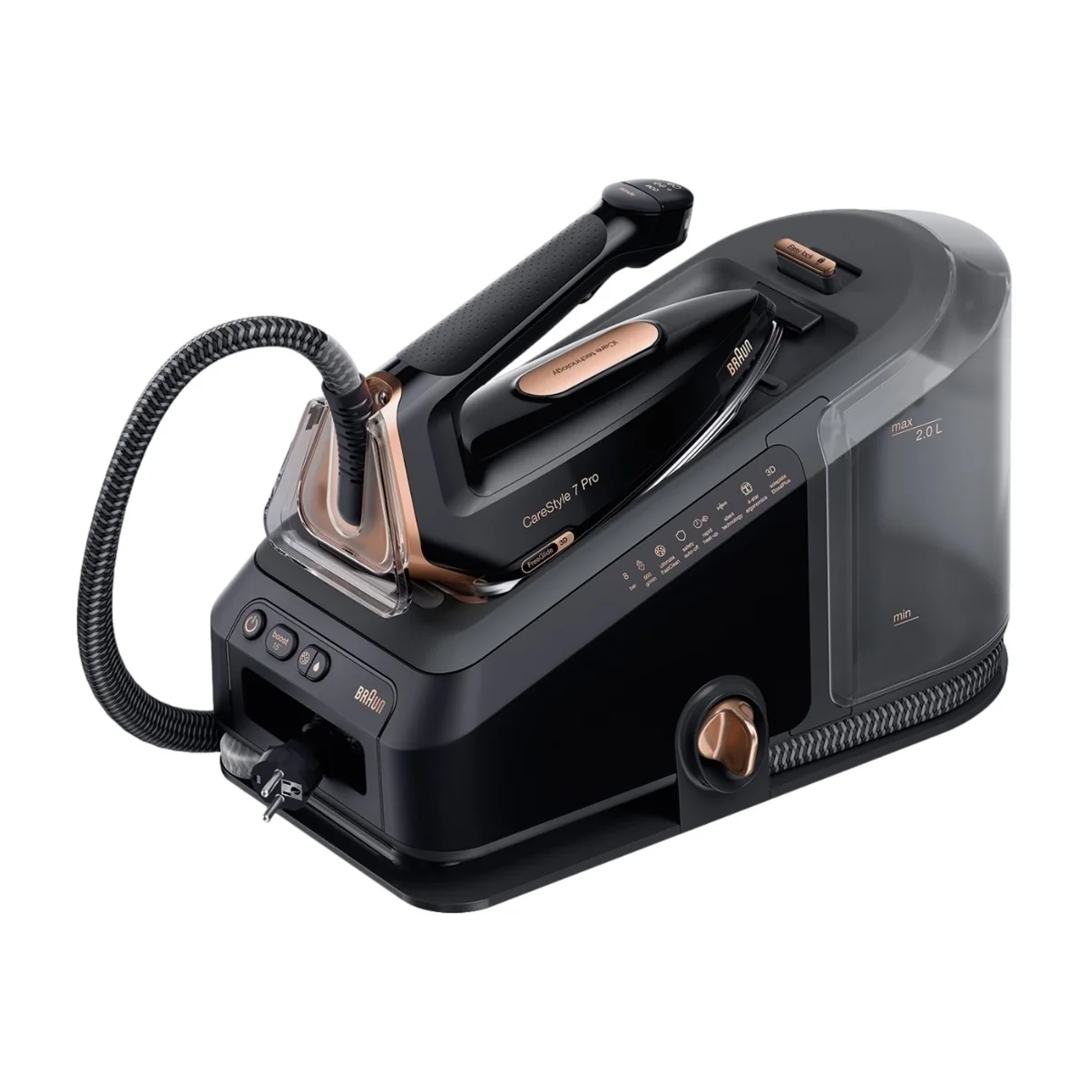 Braun CareStyle 7 Pro IS 7286 -höyrysilityskeskus, 2700 W, 8 bar, 2 l, musta
