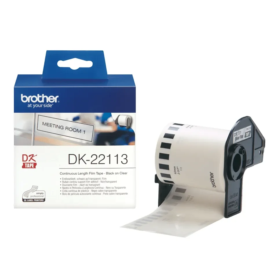Brother Tape Plast 62mm X 15.24m Musta/läpinäkyvä