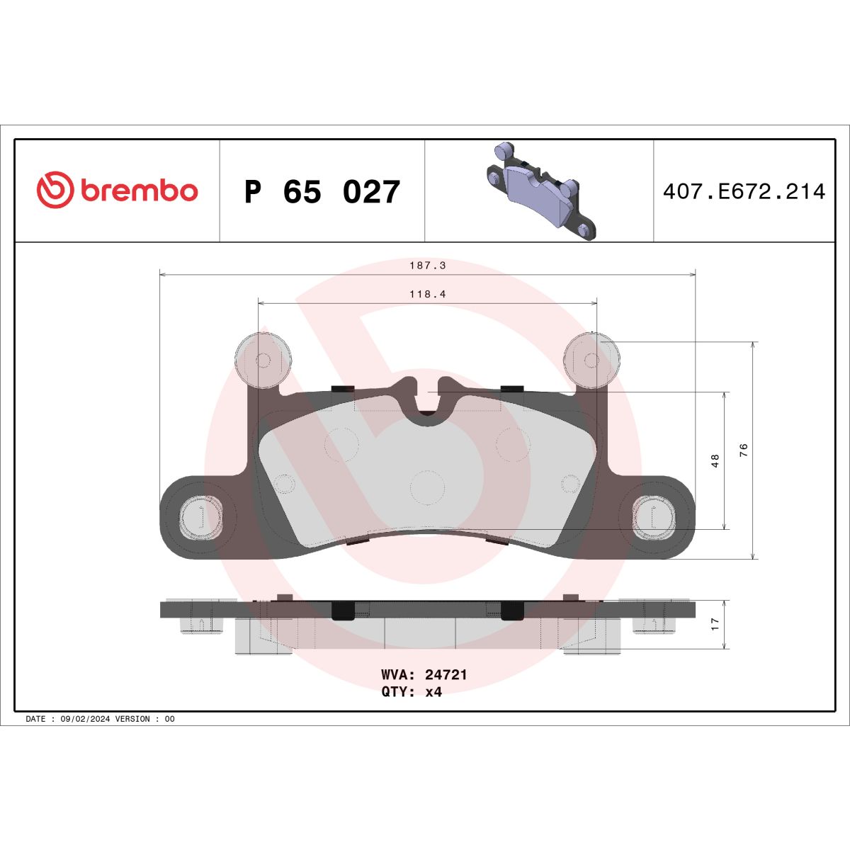 Jarrupalat, levyjarru BREMBO P 65 027