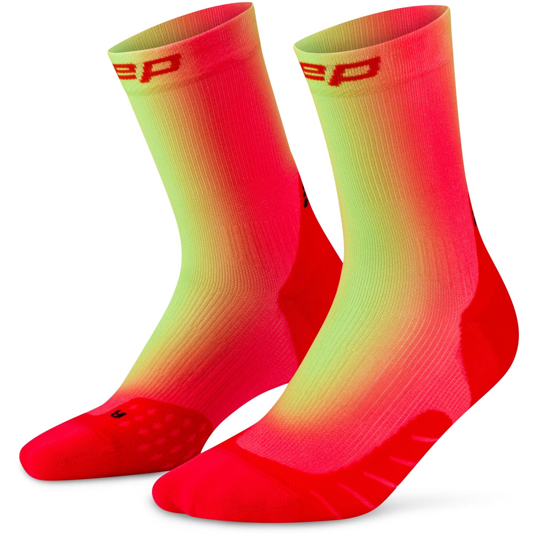 CEP Core Run EDT. GRADIENT Socks Mid Cut 5.0, naisten juoksusukat, punainen/lime