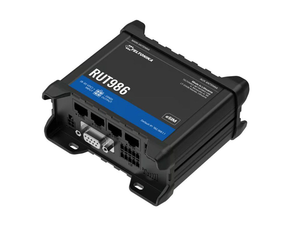 Teltonika RUT986 - wireless router - WWAN - Wi-Fi - 4G 3G 2G - DIN rail mountable surface-mountable wall-mountable - Wireless router N Standard - 802.11n
