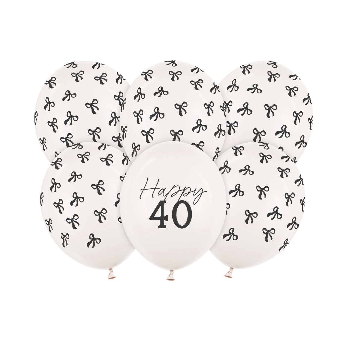 Ilmapallot - Happy 40, Pastelli Valkoinen, 30 cm, 6 kpl
