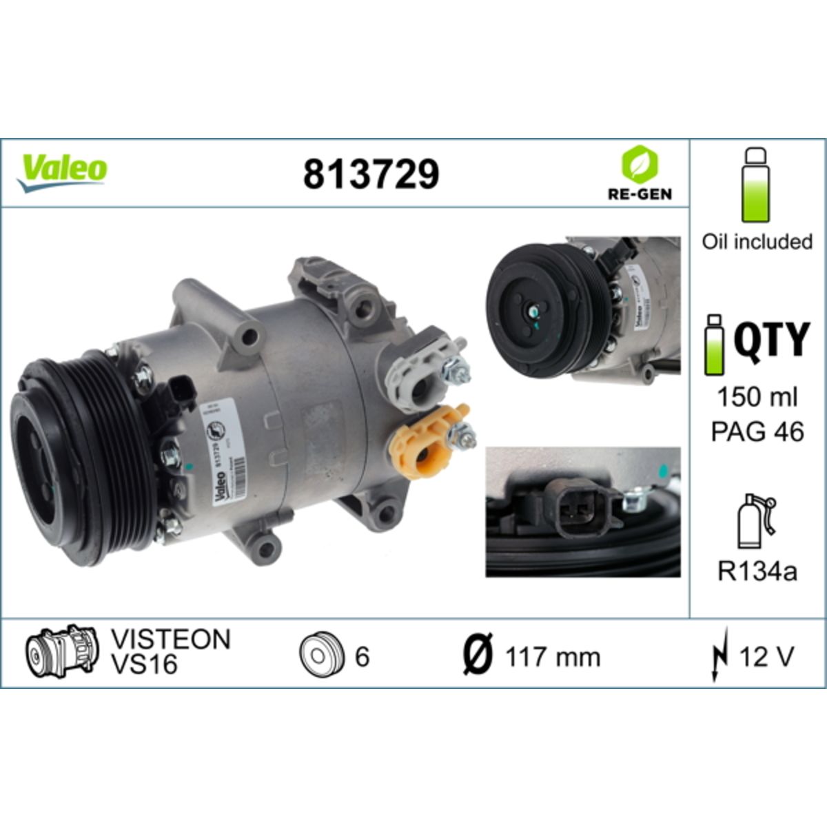 Ilmastoinnin kompressori VALEO 813729