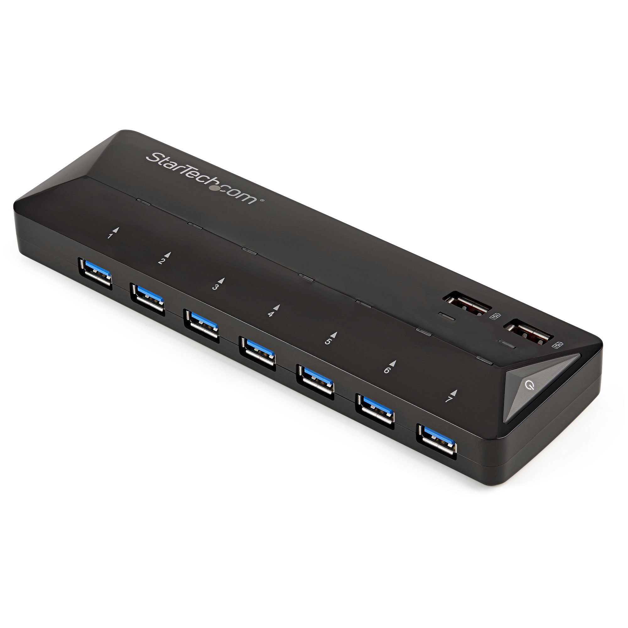 StarTech.com 7-porttinen USB 3.0 -keskusyksikkö, jossa on omat latausportit USB hub - 7 porttia - USB 3.2 - Musta