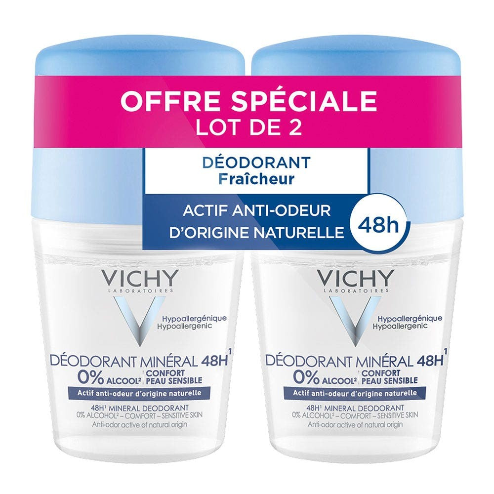 Vichy Deodorantti herkälle iholle 48h Mineral Roll-on 2x50ml