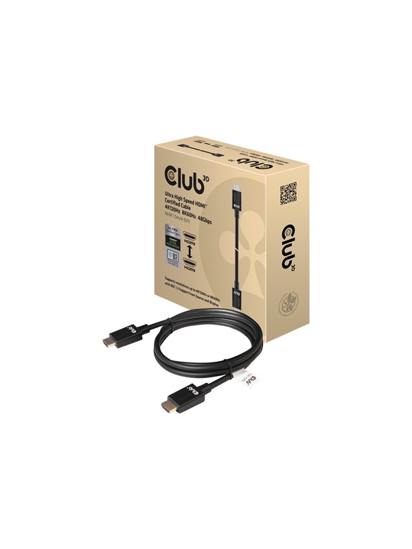 CLUB 3D HDMI 2.1 Ultra High Speed -kaapeli, jossa 8K, 1,5 m, musta