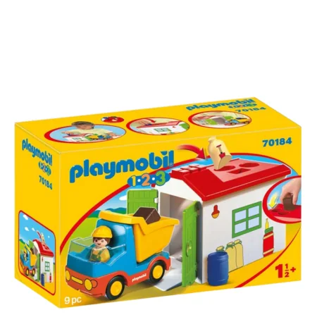 Playmobil 1.2.3 Kuorma-auto Täytettävällä Muotoilulajittelutallilla Leikkisetti