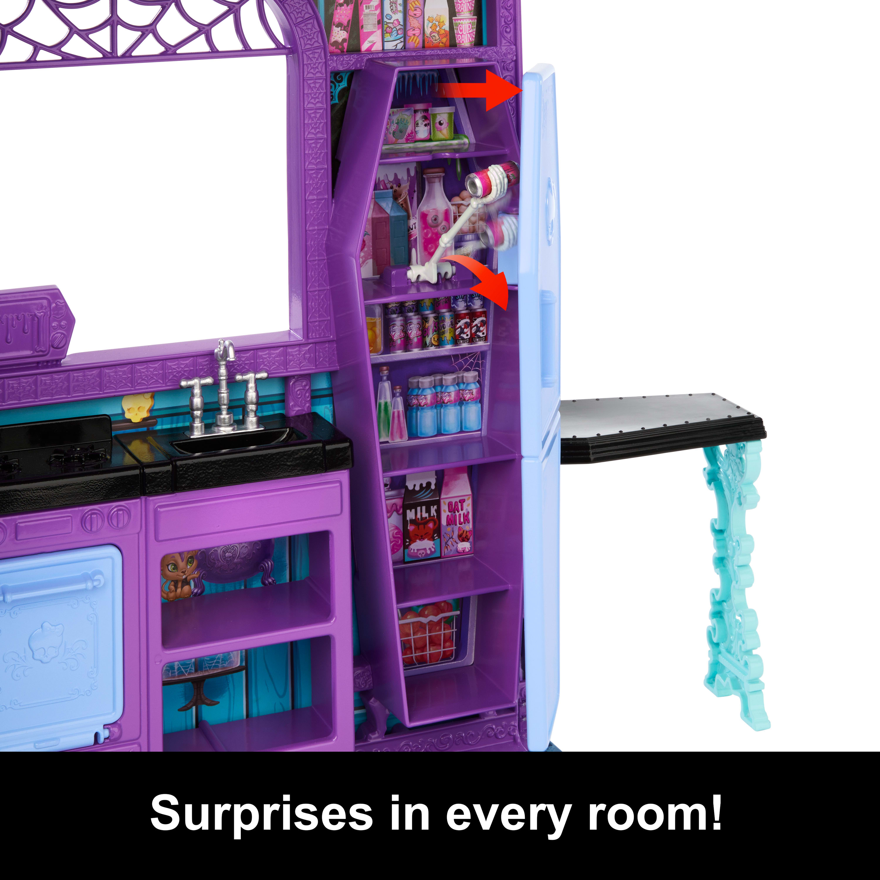 Monster High -nukkehotelli, jossa on 5 leikkialuetta ja huonekalut