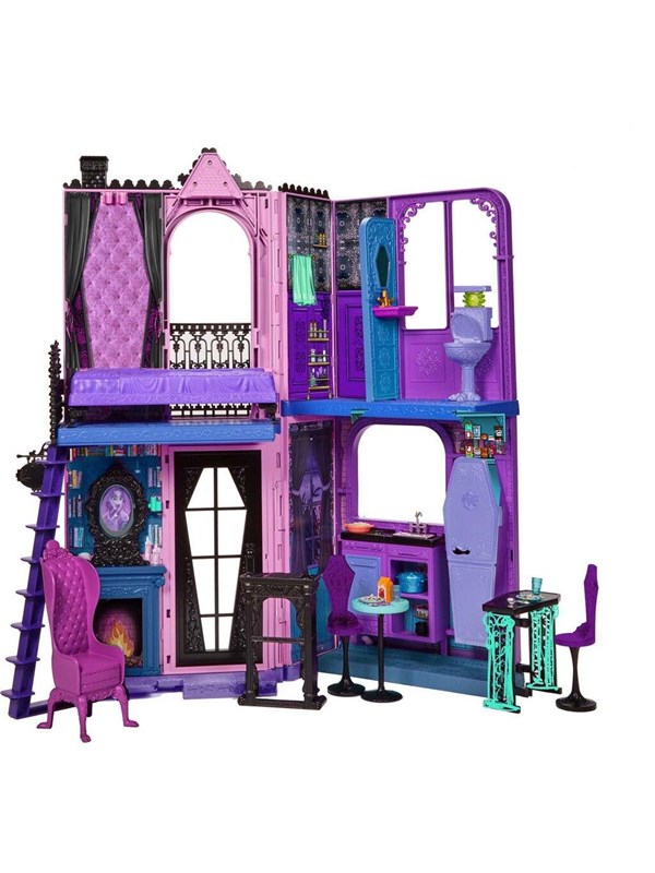 Monster High -nukkehotelli, jossa on 5 leikkialuetta ja huonekalut