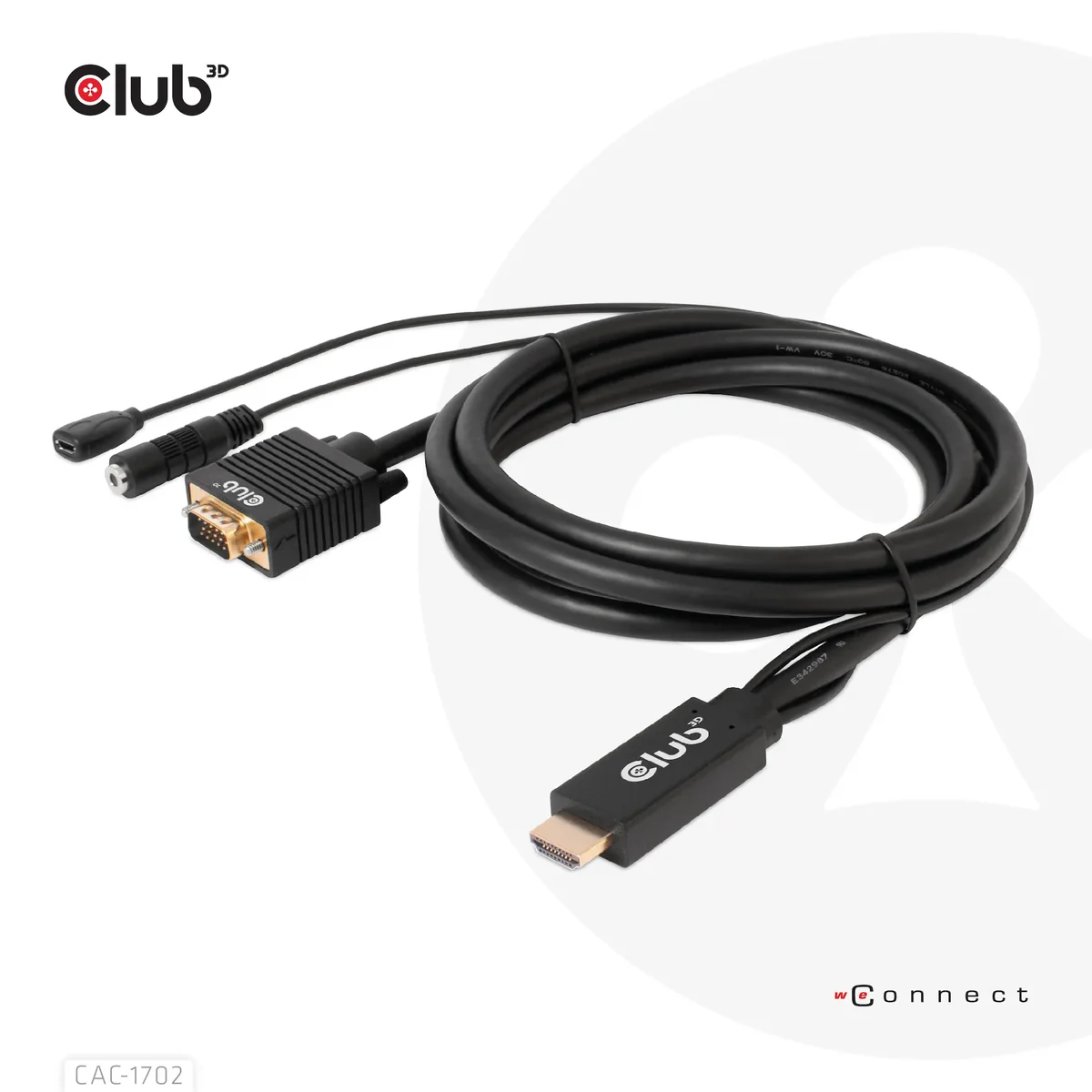Club 3D CAC-1712 - HDMI-VGA-sovitinkaapeli, musta