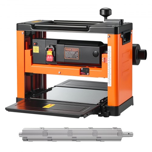 VEVOR Thickness Planer, 330 mm Width Worktable, Woodworking Power Benchtop Planer, Spiral-Style Cutterhead with 24 Inserts, 2000W 23500 RPM Powerful Motor, Single Speed, for Hard & Soft Wood Material