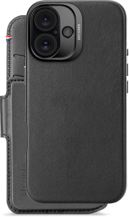 Decoded Leather Detachable Wallet for iPhone 16 Black