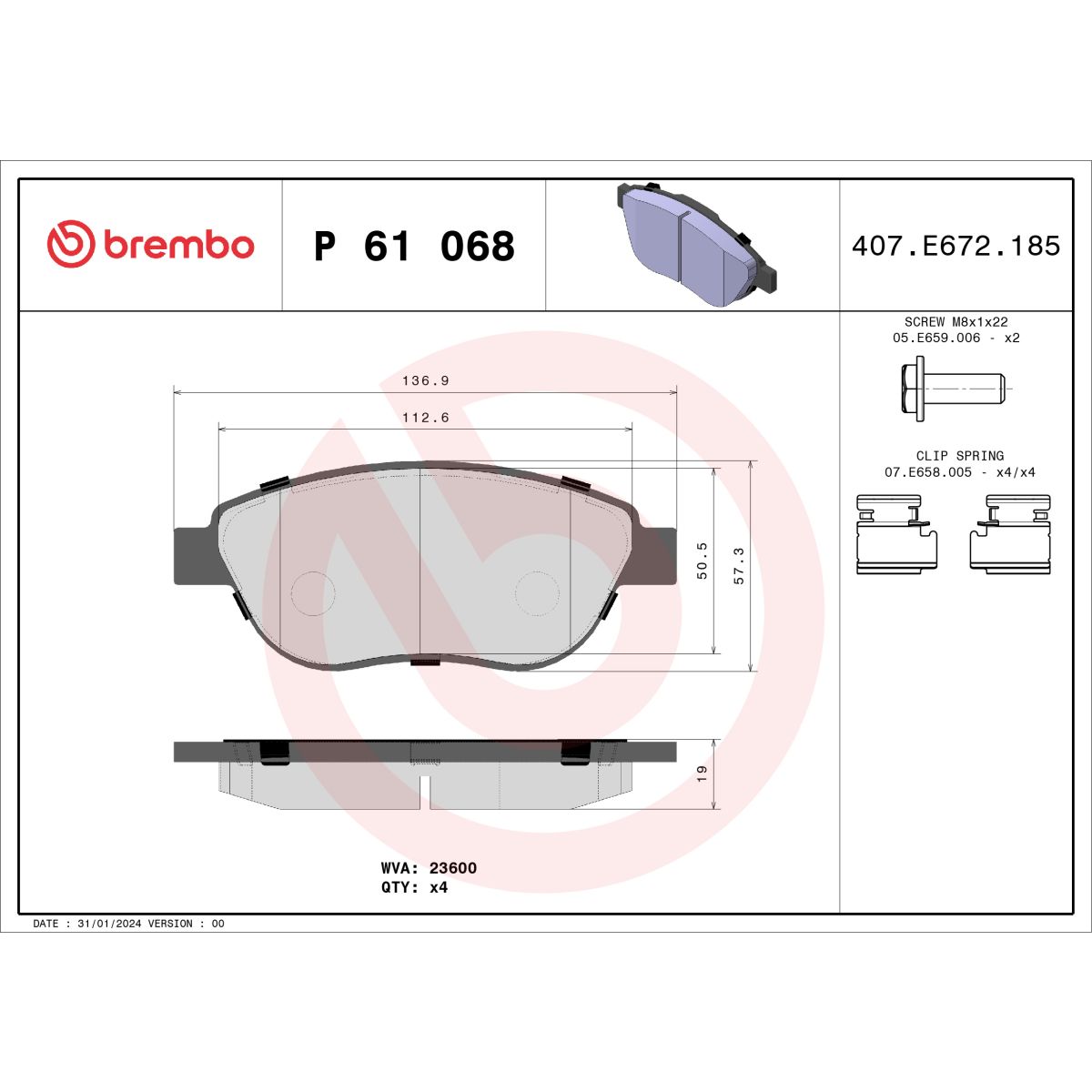 Jarrupalat, levyjarru BREMBO P 61 068X