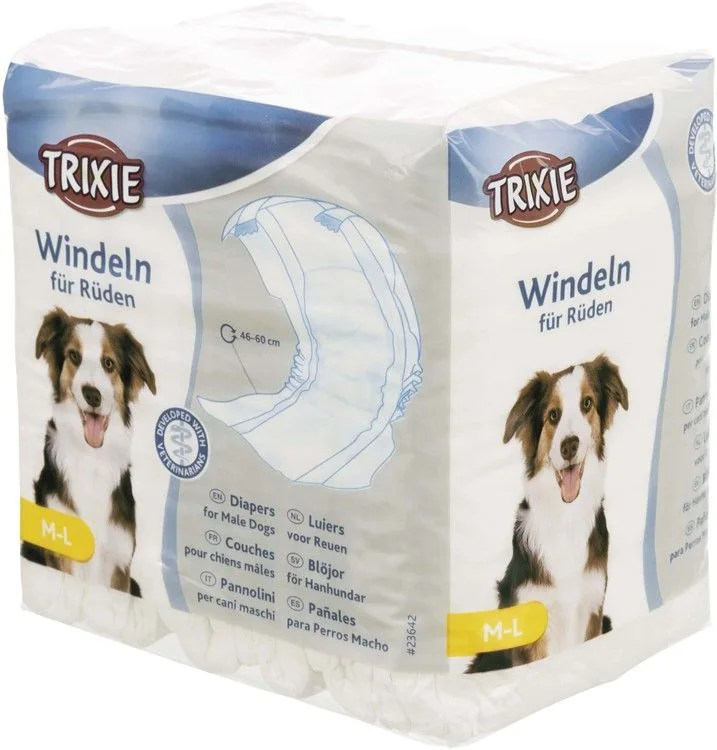 Trixie Diapers for Male Dogs M-L: 46-60cm (12-Pack)