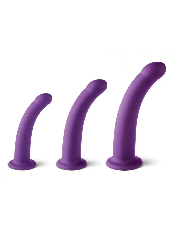 Vergite Set Of 3 Silicone Dildos Purple Dildo