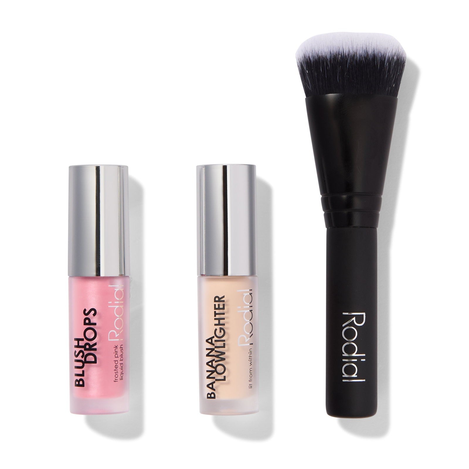 Rodial Joulu 2024 -lahjasetti Rodial: Blush Drops Radiant Finish Liquid Blush Frosted Pink 15 ml + Banana Lowlighter Illuminating Liquid Highlighter F