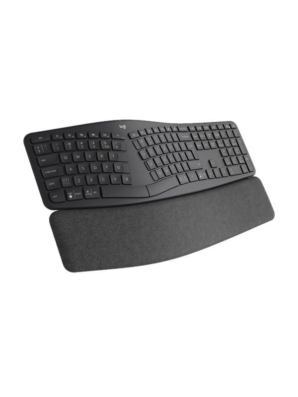 Logitech ERGO K860 Split for Business, Täysikokoinen (100 %), Langaton, Bluetooth, Puolimekaaninen näppäinkytkin, QWERTY, Grafiitti