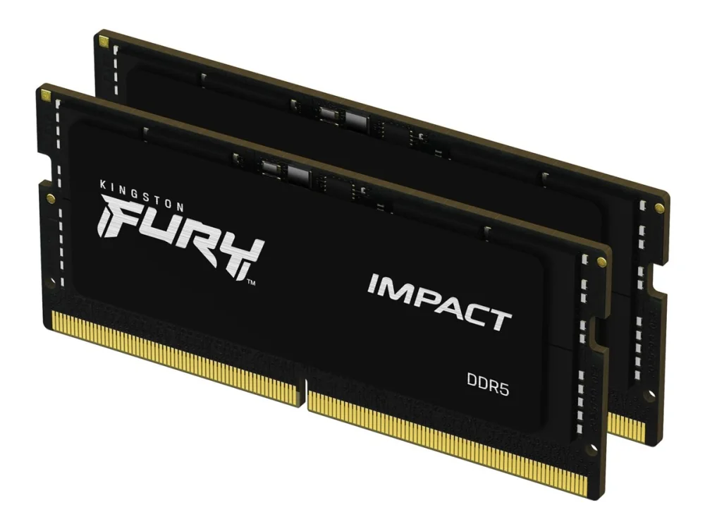 Kingston Technology FURY 32 Gt 6400 MT/s DDR5 CL38 SODIMM (2 kpl:n pakkaus) Impact XMP, 32 GB, 2 x 16 GB, DDR5, 262-pin SO-DIMM, Musta