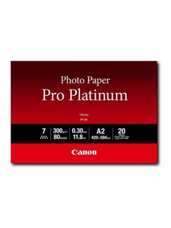 Canon Pro Platinum PT-101 - Erittäin kiiltävä - 300 mikronia - A2 (420 x 594 mm) - 300 g/m² - 20 arkki (arkit) valokuvapaperi