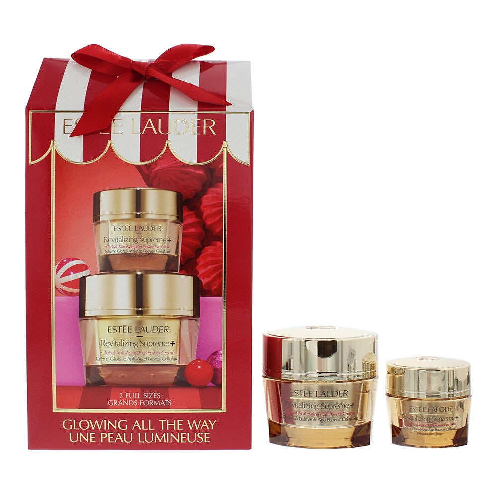 Setti Glowing All The Way Estee Lauder: Revitalizing Supreme+ -kasvovoide 50 ml + Revitalizing Supreme+ Lift & Firm -silmänympärysbalmi 15 ml