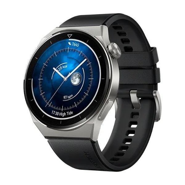 HUAWEI WATCH GT 3 Pro 46 mm, mustalla fluoroelastomeerirannekkeella