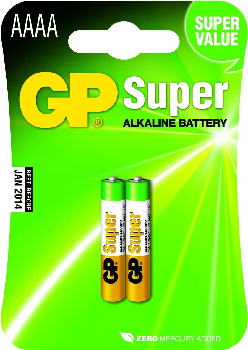GP Super Alkaline Battery, AAAA 25A/LR61, 2-p