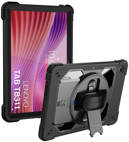 Armor-x Rainproof Military Grade Rugged Case With Hand Strap And Kick-stand Lenovo Tab Musta