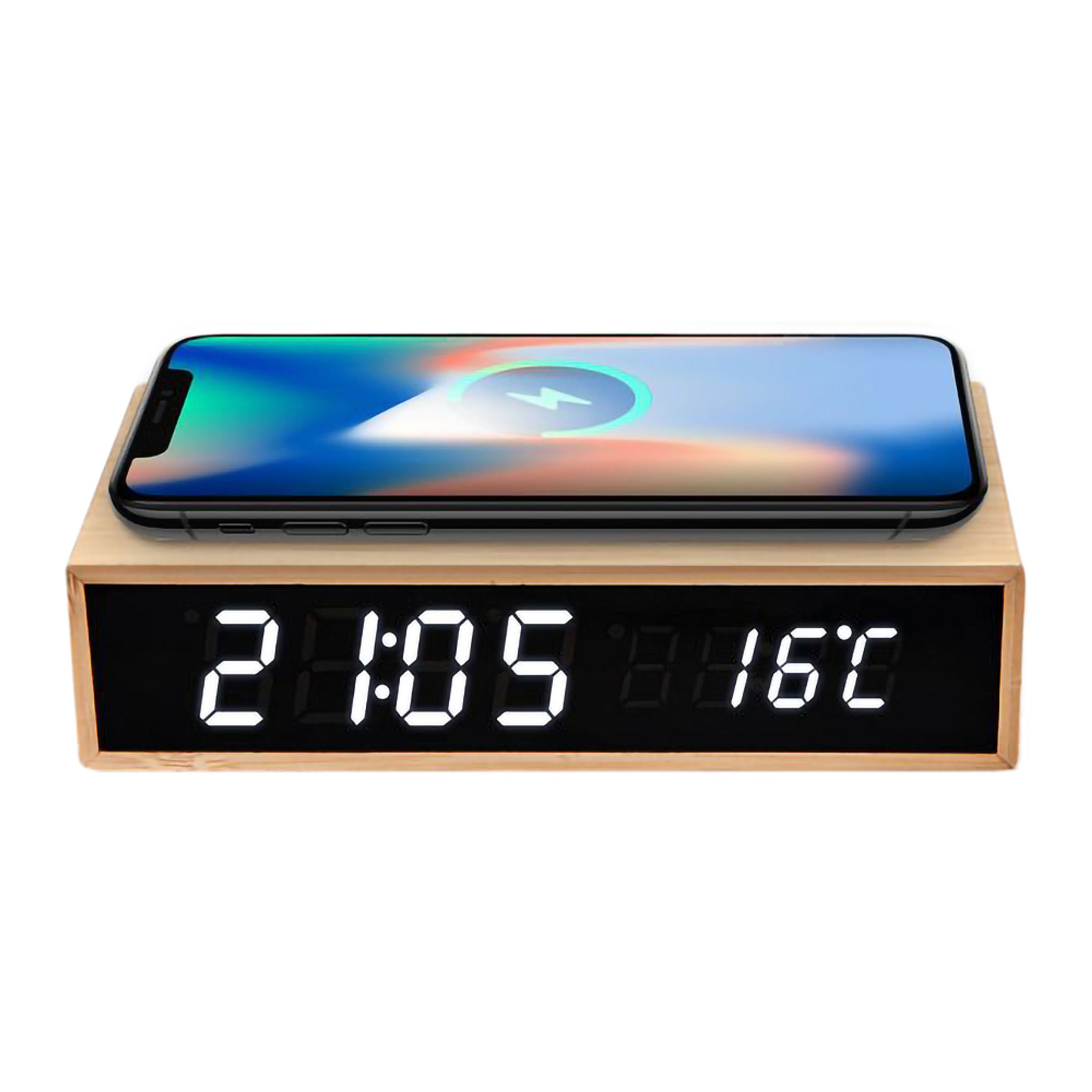 Mikamax Bamboo Wireless Charger Clock