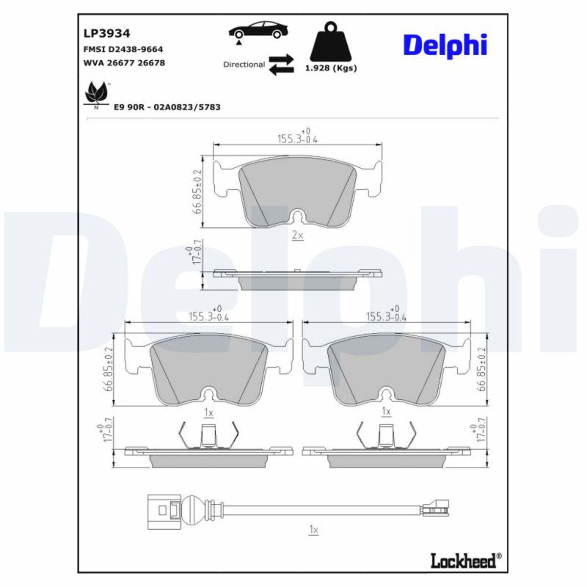 Jarrupalat, levyjarru DELPHI LP3934
