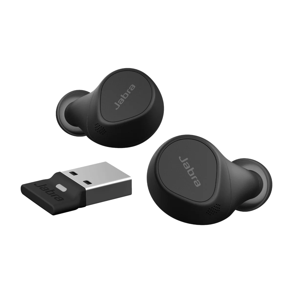 Jabra Evolve2 Buds True Wireless -headset, USB-A UC, musta