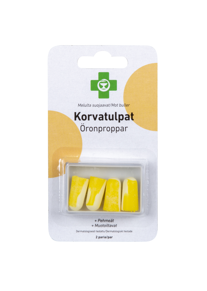 Apteekki Korvatulpat, muotoiltu vaahtomuovia 2 paria/rasia