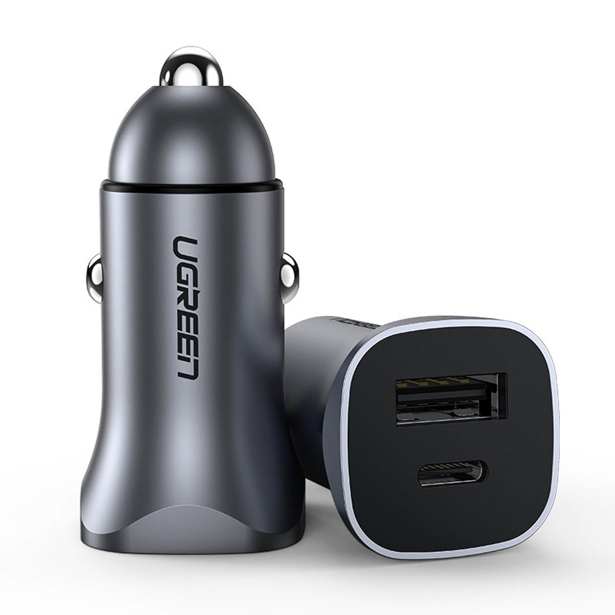 Ugreen autolaturi UGREEN CD130, USB-A+PD 3.0, USB-C, QC3.0 30W (harmaa)