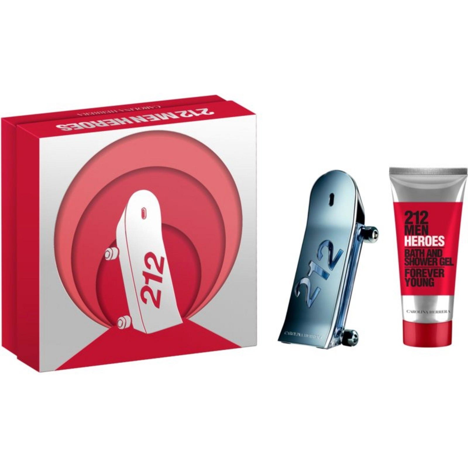 Setti Carolina Herrera: 212 Heroes Eau De Toilette miehelle 90 ml + 212 Heroes suihkugeeli 100 ml
