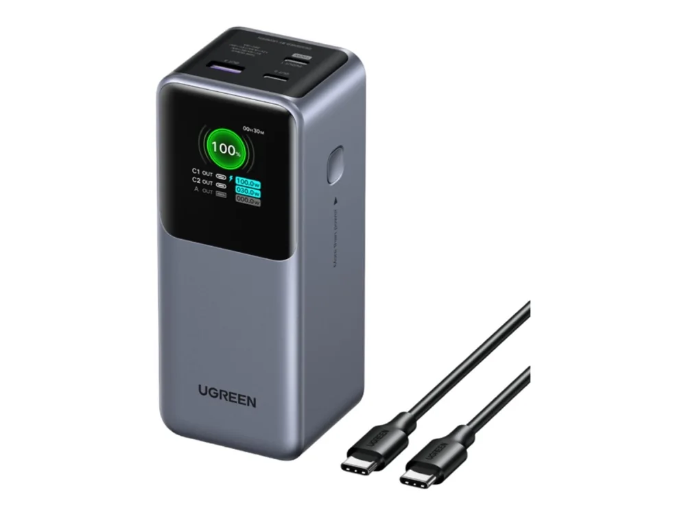 Ugreen 20000mAh 130W Fast Charging Powerbank, 20000 mAh, Litium, Harmaa