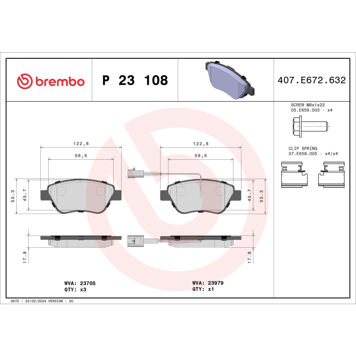 Jarrupalat, levyjarru BREMBO P 23 108