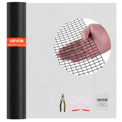 VEVOR Hardware Cloth 152cm x 15.2m, 1/2 in 19 Gauge Galvanized Wire Mesh Roll, Weather-Resistant Vinyl Coated Chicken Wire Fencing, Heavy Duty Welded Garden Plant Fencing for Rabbit Cage Snake Fence
