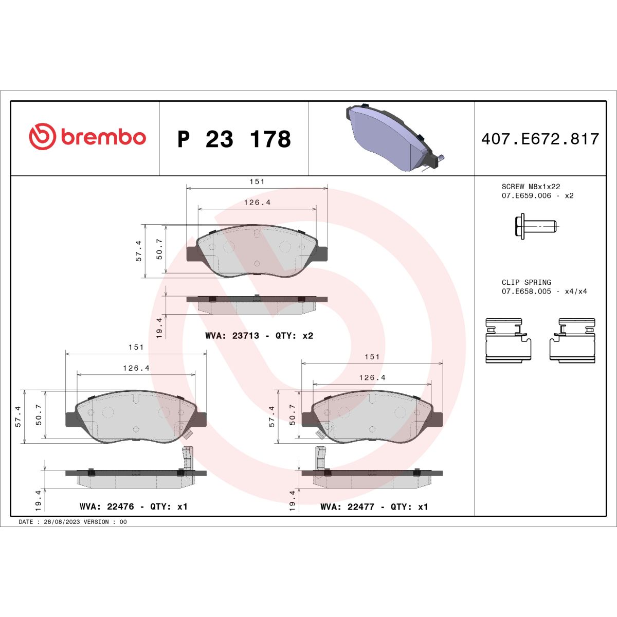 Jarrupalat, levyjarru BREMBO P 23 178