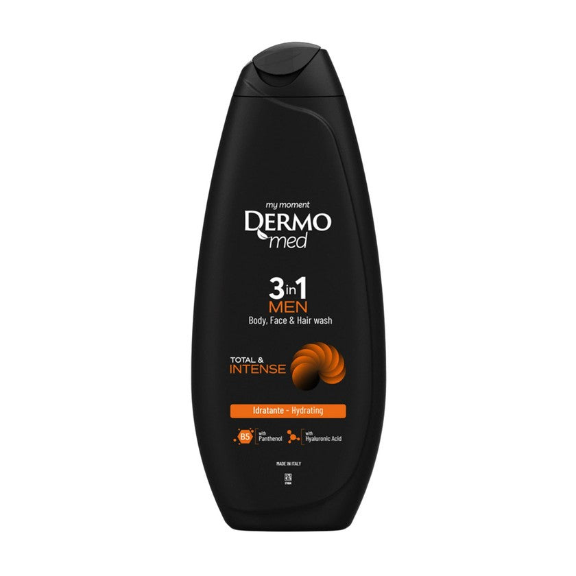 Dermomed Suihkugeeli Men 3in1 Body, Face, Hair Total & Intense 250 ml