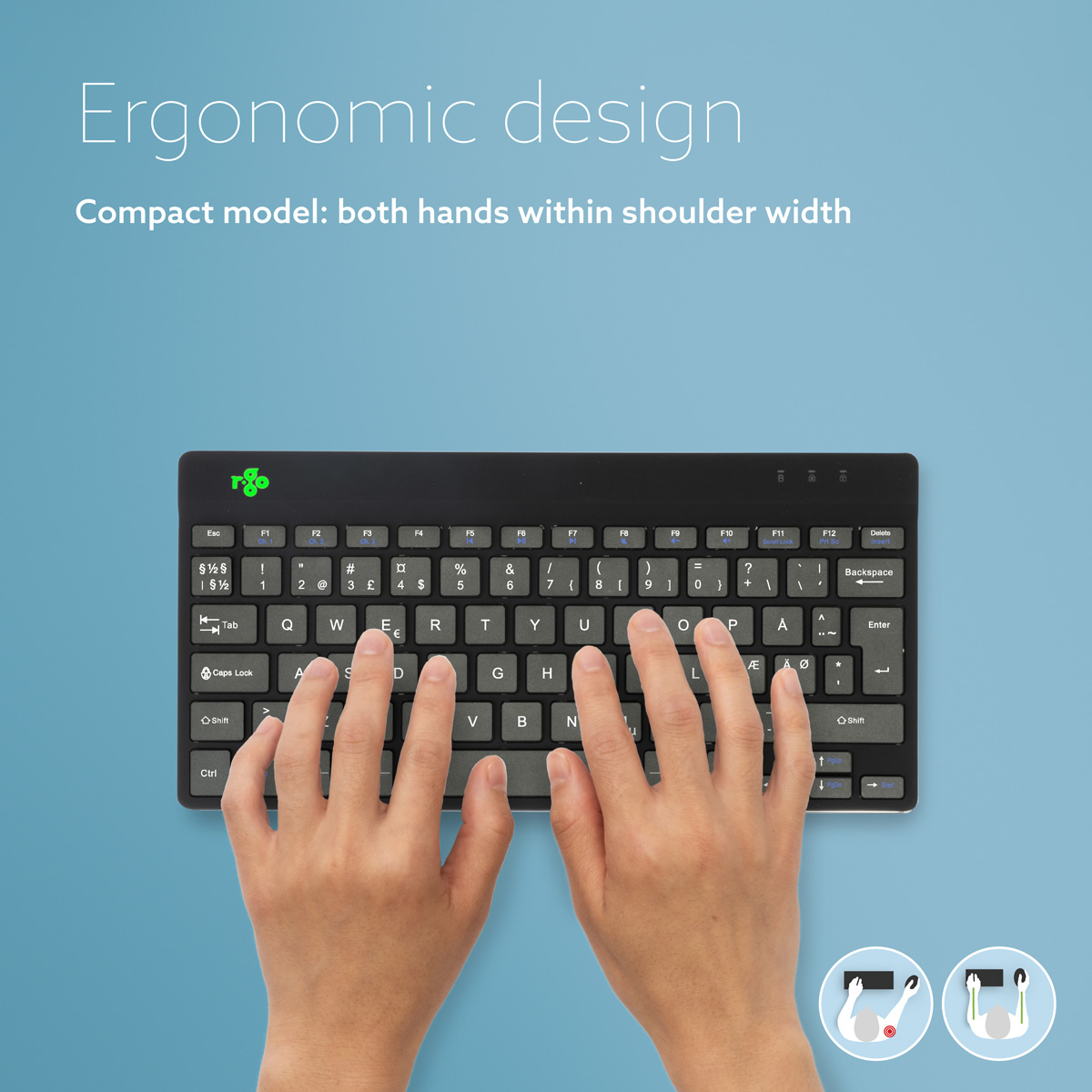 R-go Tools Compact Break Ergonomic Langaton Hollanti Näppäimistö