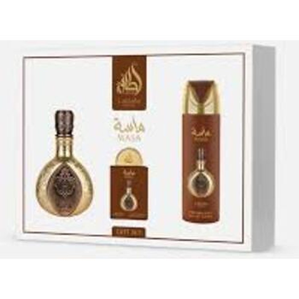 Lattafa-parfyymejä — Masa lahjasetti EDP 100 ml, deodoranttisuihke 200 ml ja EDP 20 ml