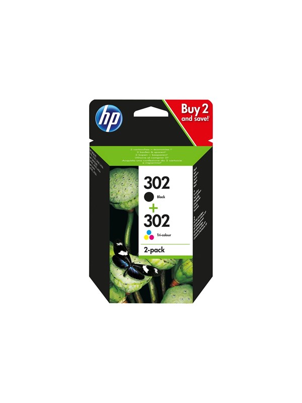HP 302 / X4D37AE 2-Pack Musta and Väri Ink