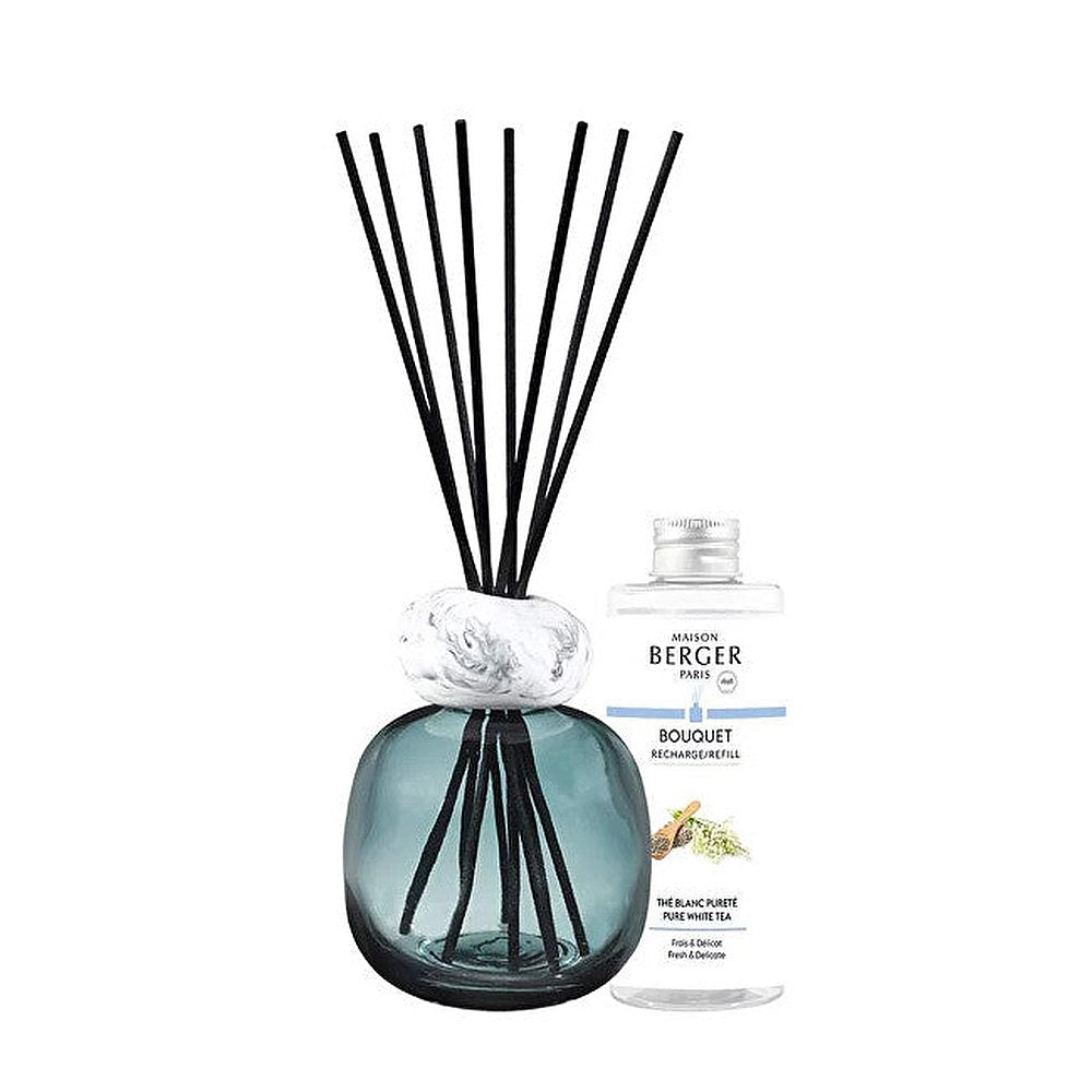 Maison Berger Paris — lahjasetti tuoksudiffuuseri Mineral Blue + täyttö Pure White Tea 180 ml