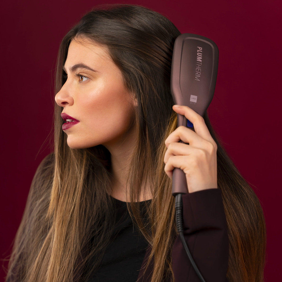 Labor Pro B112 - PLUM Therm Hair Straightening Brush