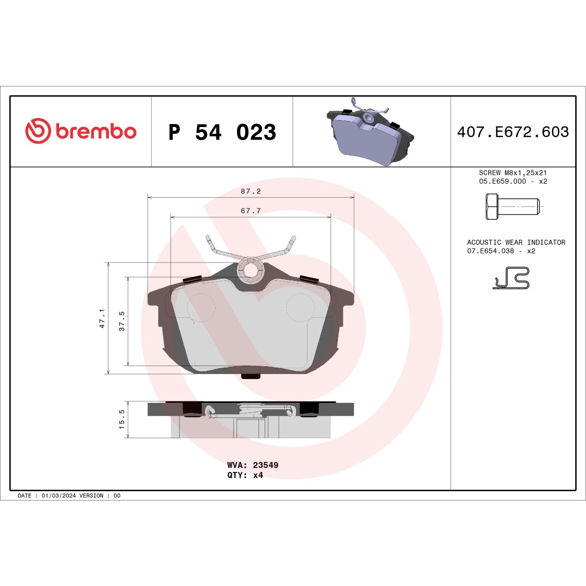 Jarrupalat, levyjarru BREMBO P 54 023