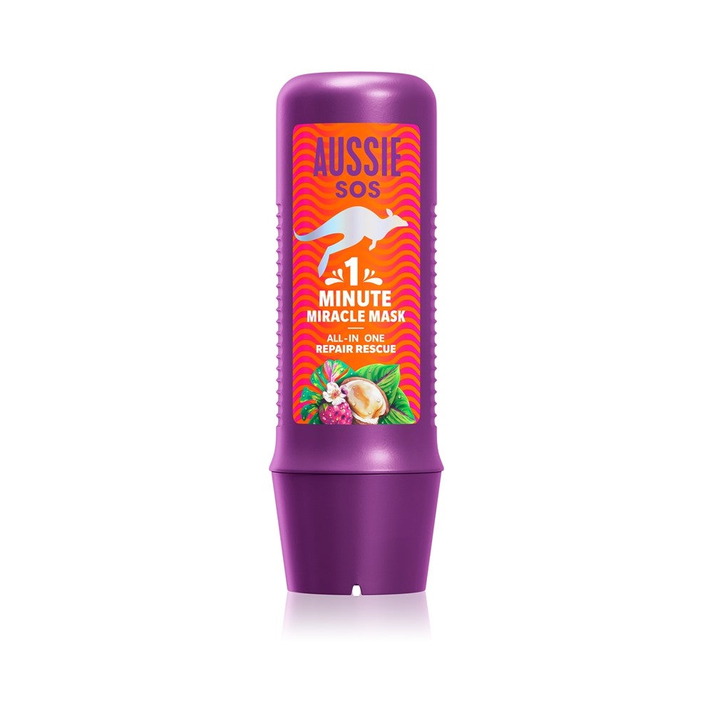 Aussie 1 Minute Miracle intensiivinen ravitseva naamio vaurioituneille ja kuiville hiuksille 250 ml