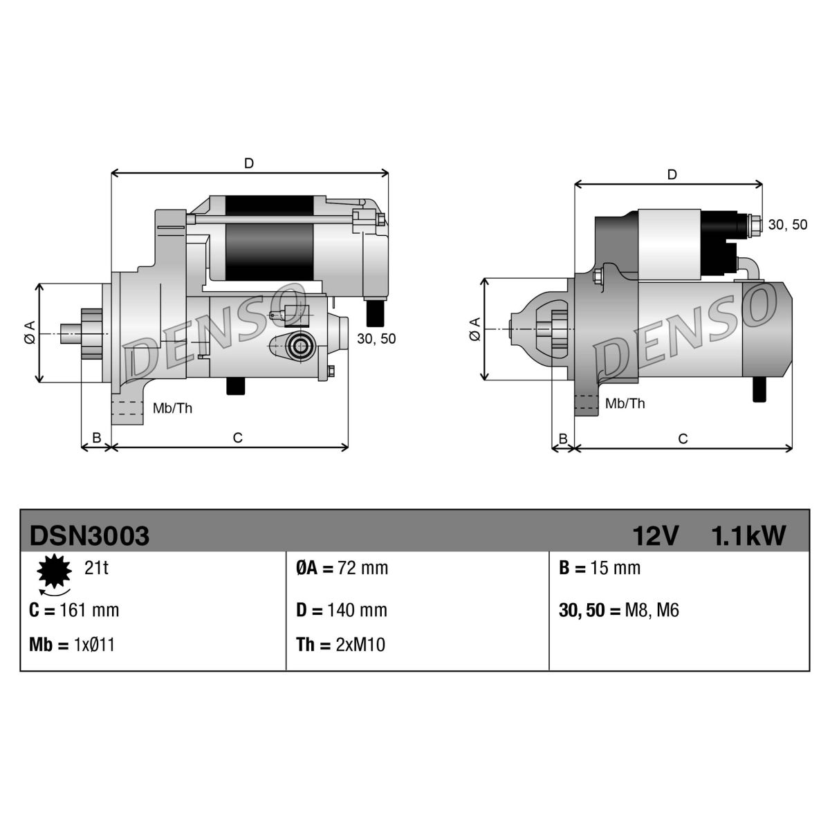 Käynnistysmoottori DENSO DSN3003