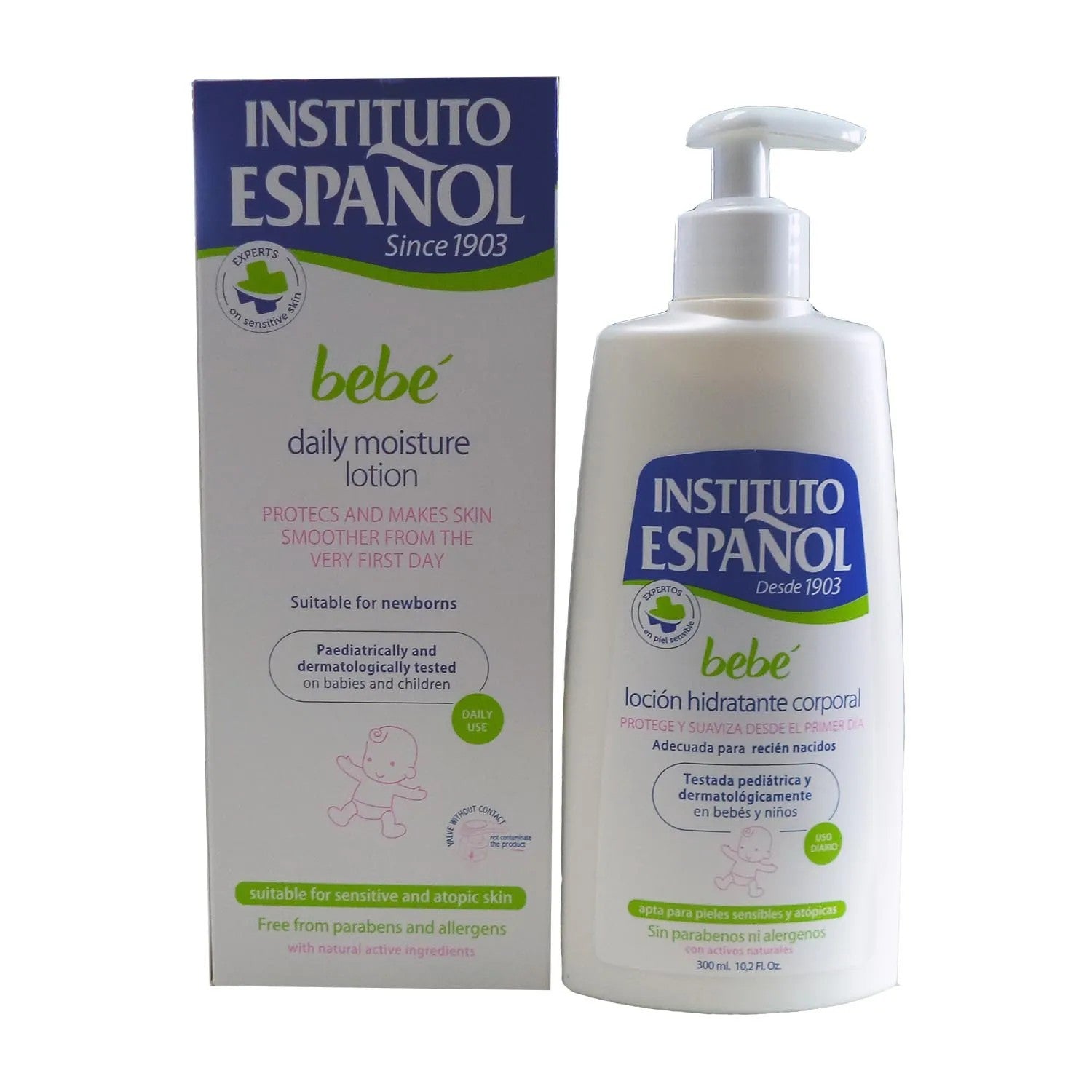 Instituto Español Baby Moisturizing Vartalovoide herkälle iholle vastasyntyneen allergeeniton 300 ml