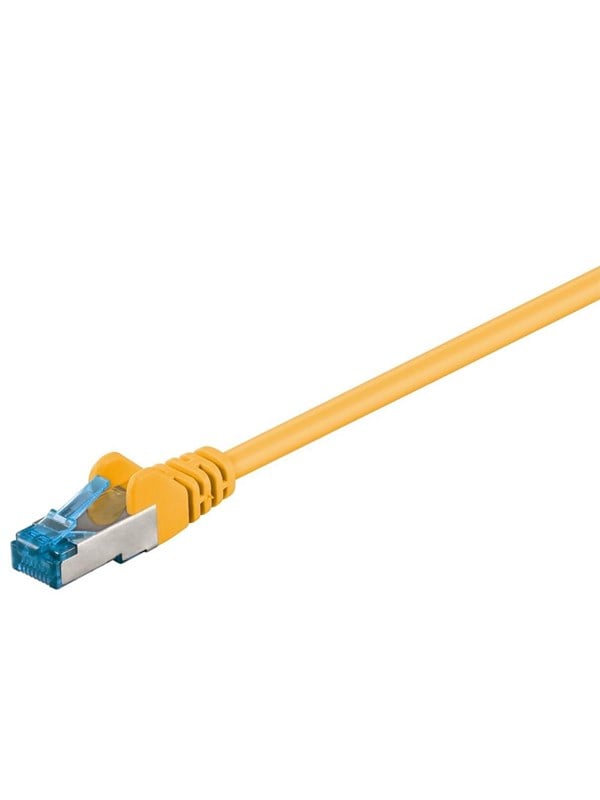 Goobay Patchkabel CAT 6A, S/FTP (PiMF), gul, 10 m opparledare (CU), halogenfri kabelhölje (LSZH)